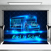 Lofaris Cool Black Blue Neon Bus Back To School Backdrop